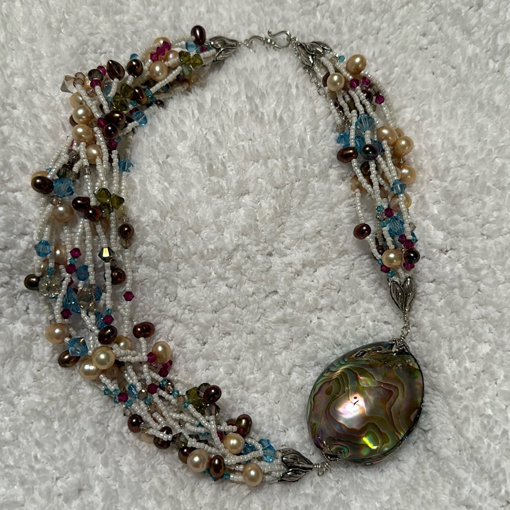 Stunning one of a kind custom made beaded necklace
